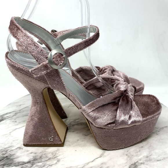 Circus NY By Sam Edelman Audrea Pink Velvet Platform Heels 10 Retro Statement - Picture 2 of 16